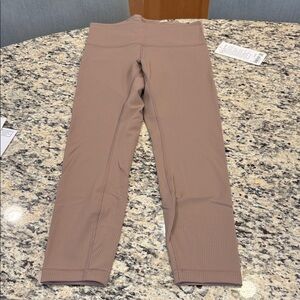 Lululemon Wunder Train Ribbed HR Tight 25” NWT Size 8 Tan